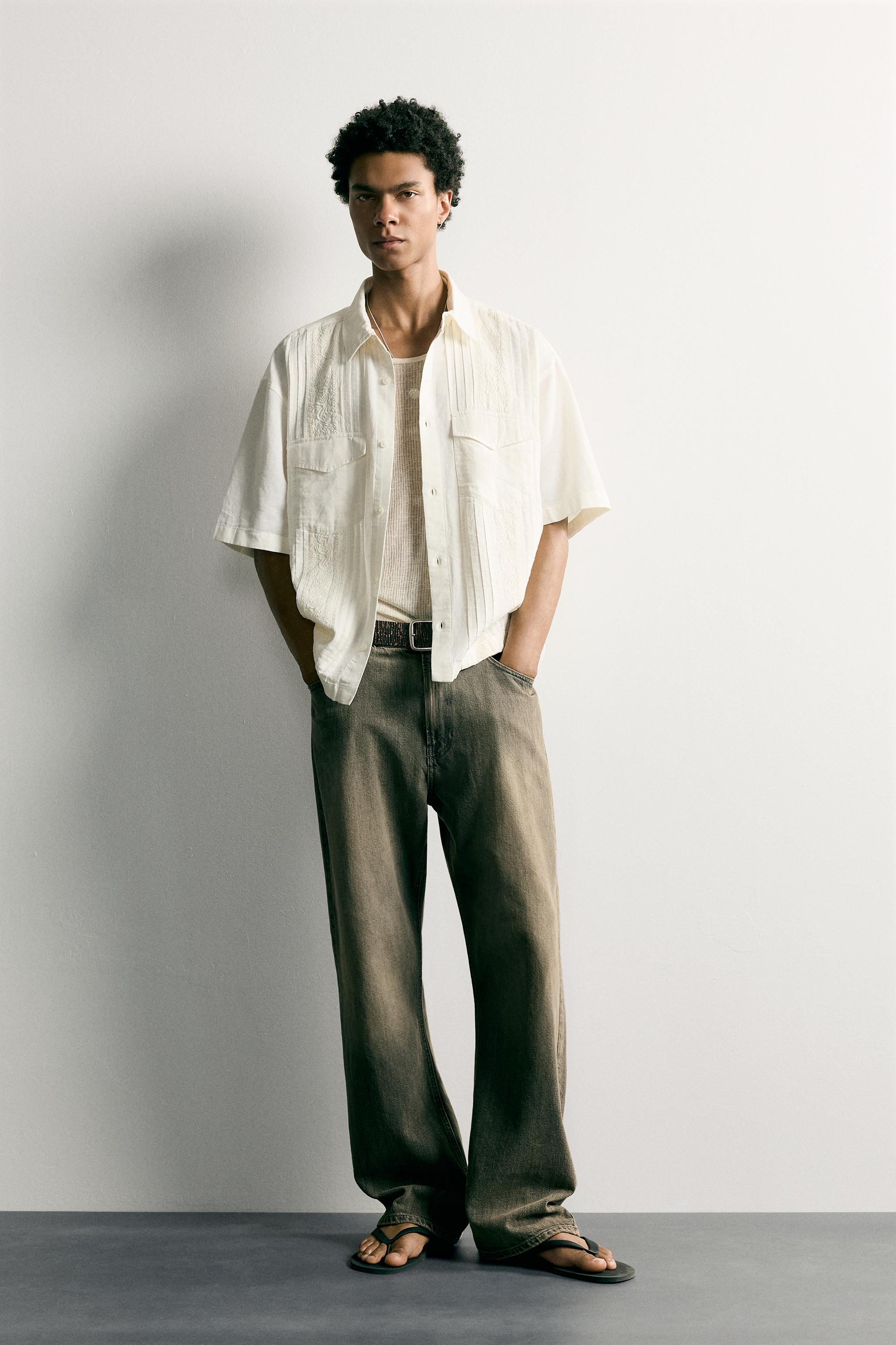 RELAXED FIT EMBROIDERED PLEAT SHIRT
